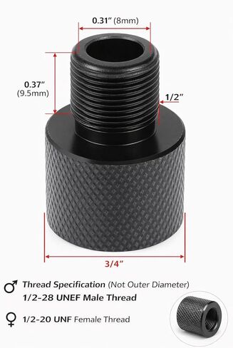محول خيط UNF 1/2-20 إلى 1/2-28 - سبائك ألومنيوم عالية القوة، أسود مؤكسد، محول متين للسباكة والهيدروليكية والتطبيقات الصناعية in Kuwait