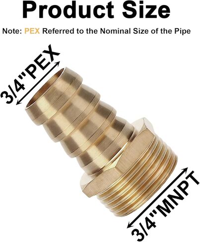 4-Pack 3/4" Male NPT to 3/4" PEX Adapter, Durable and Sturdy No Lead Brass Crimp Fitting, External Thread Straight Through for Pipeline Renovation or Maintenance in Saudi Arabia