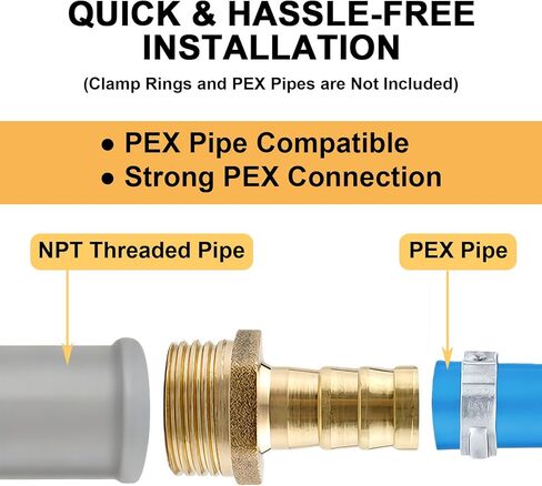 4-Pack 3/4" Male NPT to 3/4" PEX Adapter, Durable and Sturdy No Lead Brass Crimp Fitting, External Thread Straight Through for Pipeline Renovation or Maintenance in Saudi Arabia