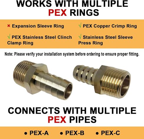 4-Pack 3/4" Male NPT to 3/4" PEX Adapter, Durable and Sturdy No Lead Brass Crimp Fitting, External Thread Straight Through for Pipeline Renovation or Maintenance in Saudi Arabia
