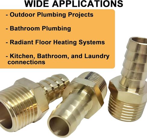 4-Pack 3/4" Male NPT to 3/4" PEX Adapter, Durable and Sturdy No Lead Brass Crimp Fitting, External Thread Straight Through for Pipeline Renovation or Maintenance in Saudi Arabia