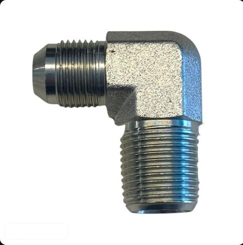 3/8" Male JIC to 1/2" Male NPT Pipe 90° Hydraulic Adapter | Steel JIC 37° Flare to NPT Elbow Fitting | Hydraulic Hose & Tube Connector for Off-Road, Farm, Industrial & Heavy Equipment in Saudi Arabia