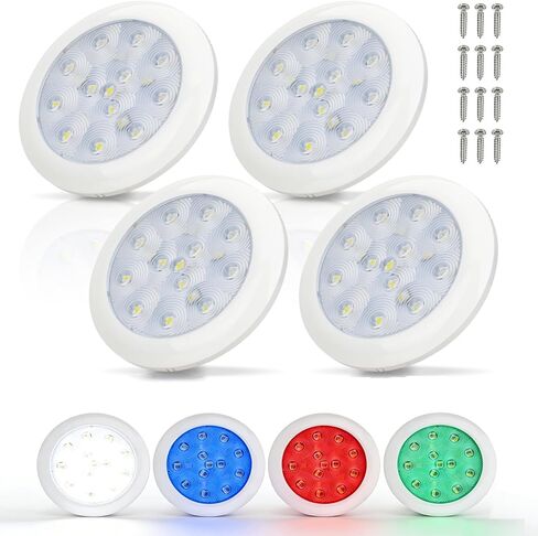 أضواء LED للقارب، إضاءة داخلية بحرية RGBW 12 فولت 3.9 بوصة، IP67 مصابيح مقصورة القارب المقاومة للماء، إضاءة فائقة السطوع مضادة للوهج للمركب الشراعي العائم in Kuwait
