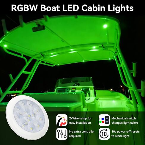 أضواء LED للقارب، إضاءة داخلية بحرية RGBW 12 فولت 3.9 بوصة، IP67 مصابيح مقصورة القارب المقاومة للماء، إضاءة فائقة السطوع مضادة للوهج للمركب الشراعي العائم in Kuwait