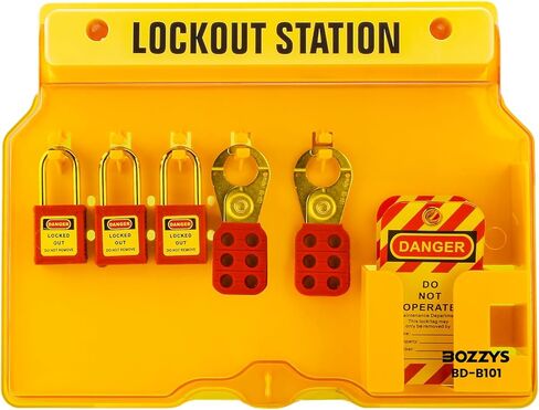 Lockout Tagout Kit & Station | 6-Positions for 3 Loto Locks & 2 Hasps | 10 Tags & 20 Ties | 16"x12.4" OSHA Wall-Mounted Safety Lock Out Kit (BD-B101-KIT) in Kuwait