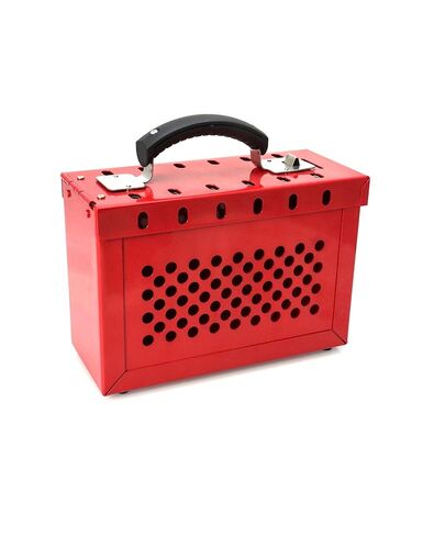 QWORK Red Portable Group Lock Box with 12 Padlock Capacity - Enhance Workplace Safety with Lockout Tagout Solution, 2 Pack, Red in Kuwait