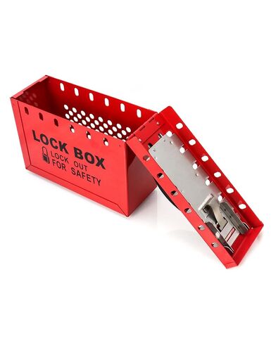 QWORK Red Portable Group Lock Box with 12 Padlock Capacity - Enhance Workplace Safety with Lockout Tagout Solution, 2 Pack, Red in Kuwait