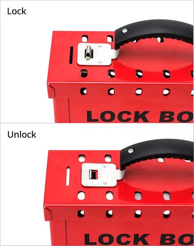 QWORK Red Portable Group Lock Box with 12 Padlock Capacity - Enhance Workplace Safety with Lockout Tagout Solution, 2 Pack, Red in Kuwait
