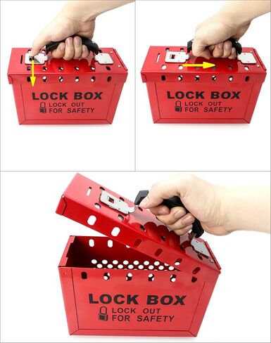 QWORK Red Portable Group Lock Box with 12 Padlock Capacity - Enhance Workplace Safety with Lockout Tagout Solution, 2 Pack, Red in Kuwait