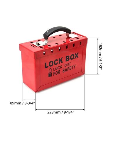 QWORK Red Portable Group Lock Box with 12 Padlock Capacity - Enhance Workplace Safety with Lockout Tagout Solution, 2 Pack, Red in Kuwait