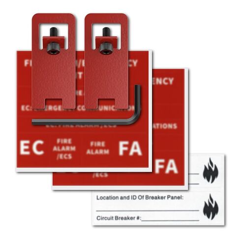 Fire Alarm Breaker Lock, ELOCK-FA Circuit Breaker Lockout Kit with Lock & Tag, 2 Sets Red, for Fire Panel Safety, Prevent Accidental Shutdown in Saudi Arabia
