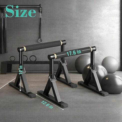 قضيب متوازي خشبي مقاس 10-14 بوصة وقضيب غمس مع ارتفاع قابل للتعديل ومقابض غير قابلة للانزلاق، معدات لياقة بدنية خالية من الصخور للوقوف على اليدين، والجلوس على شكل حرف L، والجمباز وتدريب القوة لصالة الألعاب الرياضية المنزلية، سعة 600 رطل in Kuwait