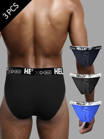 3 Pcs Mens Athletic Briefs Underwear Triangle Shorts Mid Rise Elastic Waist Sports Style Underwear Daily Wear Home Use in Saudi Arabia