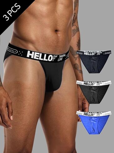 3 Pcs Mens Athletic Briefs Underwear Triangle Shorts Mid Rise Elastic Waist Sports Style Underwear Daily Wear Home Use in Saudi Arabia