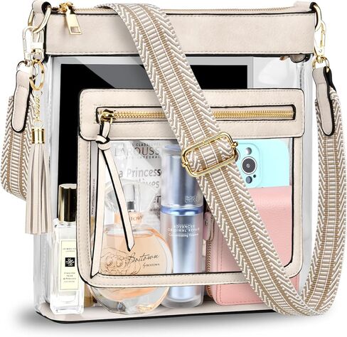 BKNOOU Clear Purses for Women Clear Crossbody Bags Clear Bag for Stadium Events Approved Clear Shoulder Bag for Concert in Kuwait