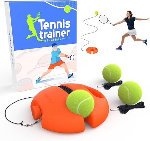 كرة ارتداد لمدرب التنس مع 3 كرات خيط، أداة تدريب تنس محمولة مناسبة للمبتدئين في ممارسة التمارين الرياضية - أزرق in Kuwait