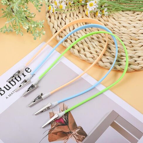 Bib Clips, 3 Pcs Dental Bib Clips Soft Silicone Colorful Napkin Holder with Neck Chain Metal Clip Portable Bibs Holder for Clinic, Dentists, Runners, Adult, Elderly, Restaurant (Blue, Green, Orange) in Kuwait