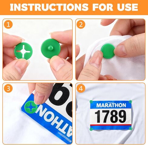 Running Bib Clips, 40Pcs Race Bib Holder, Race Number Buckle Fixing System for Runners, Marathon, Triathlon, Track and Field Events, Mixed Colors Fasteners, Secure Race Bib Attachment in Kuwait