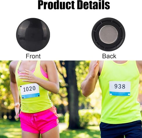 10pcs Magnetic Race Bib Clips, Marathon Running Bib Magnets Number Pins Holder Fastener for Triathlon Cycling Field Gear (Black, White) in Kuwait