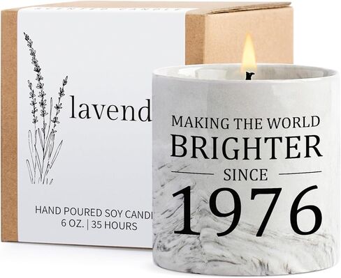 50th Birthday Gifts for Her - 50th Birthday Gifts for Women, Gift for 50th Birthday Woman - 1975 Birthday Gifts for Women - 50 Year Old Gifts Idea for Her Him, 6oz Lavender Decor Ceramics Candle in Kuwait