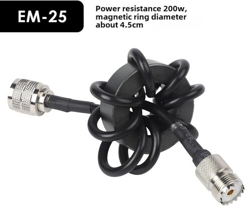 Shortwave Choke Coil 1.8-30MHz HF Radio for EMI Suppression Ring with M Male to M Female Interface, ABS Black(EM-25) in Saudi Arabia