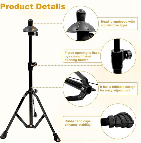Retractable Trombone Stand with Height Adjustment, Triangular Stable for Standard Sized Trombone (Black) in Kuwait