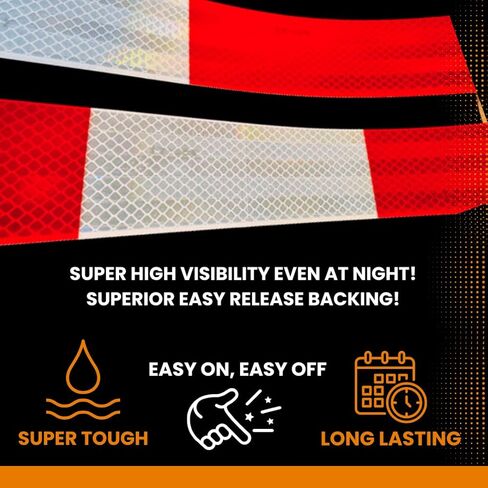 NOVA DOT-C2 DOT Tape 2 Inch x 150 Feet Red White Safety Reflective Tape Outdoor Waterproof Conspicuity Warning Tape for Trailers, Cars, Signs (50 Yards) in Saudi Arabia