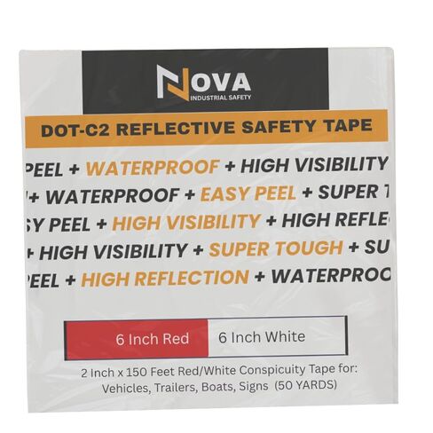 NOVA DOT-C2 DOT Tape 2 Inch x 150 Feet Red White Safety Reflective Tape Outdoor Waterproof Conspicuity Warning Tape for Trailers, Cars, Signs (50 Yards) in Saudi Arabia