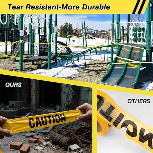 SWRT 2 Rolls Premium Yellow Caution Tape, 3 Inch x 1000FT(Total 2000FT) Bright Hazard Tape with Bold Black Text for Danger Zones/Sporting Events, Construction Tape for Crime Scenes/Halloween Decor in Saudi Arabia