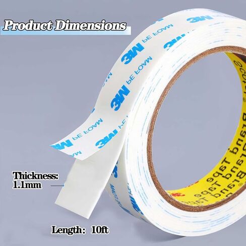 Double Sided Tape Heavy Duty, 0.5in×10ft Picture Hanging Strips for Posters, Removable Waterproof No Wall Damage Foam Tape, Adhesive Mounting Tape for Paint Wall in Kuwait