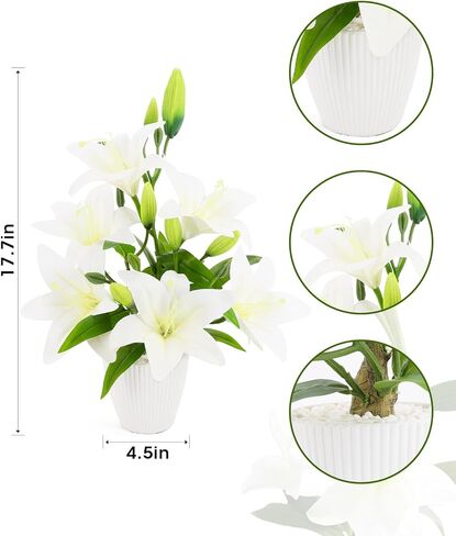 AceList Faux Tree Fake Flowers in Vase, Artificial Flowers with Pot, White Artificial Flowers, Real Touch Flowers in Vase for Wedding Home Party, Faux Flowers, Arboles Artificiales para Decoracion in Kuwait