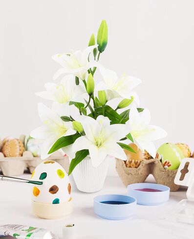 AceList Faux Tree Fake Flowers in Vase, Artificial Flowers with Pot, White Artificial Flowers, Real Touch Flowers in Vase for Wedding Home Party, Faux Flowers, Arboles Artificiales para Decoracion in Kuwait