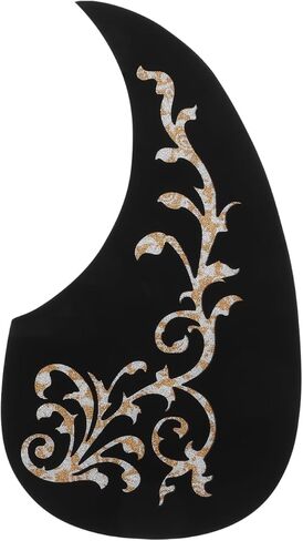 Acoustic Guitar Pickguard White Vine Patterned Self-Adhesive Pickguard – 128MM Scratch Plate Replacement, Easy Install, Decorative Guard Sticker in Saudi Arabia