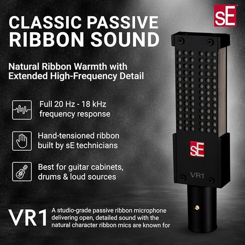 SE ELECTRONICS VR1 Passive Ribbon Microphone with Full 20Hz-18kHz Frequency Response - Classic Ribbon Mic for Acoustic Guitar, Guitar Cabinets, Drums, Acoustic Instruments, Vocals & More in Saudi Arabia
