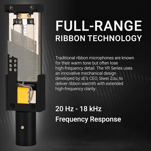 SE ELECTRONICS VR1 Passive Ribbon Microphone with Full 20Hz-18kHz Frequency Response - Classic Ribbon Mic for Acoustic Guitar, Guitar Cabinets, Drums, Acoustic Instruments, Vocals & More in Saudi Arabia