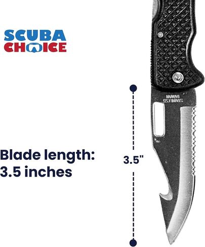 Scuba Choice Foldable BCD Knife – 3.5" Corrosion-Resistant Stainless-Steel Blade, Ergonomic Non-Slip Handle, Compact and Lightweight, Ideal for Scuba Diving, Spearfishing, Survival, and Water Sports in Saudi Arabia