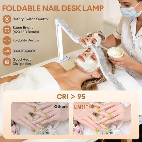 مصباح مكتب مسمار نصف قمر كاذب ، 420 حبات LED ، سطوع قابل للتعديل (0 ٪ -100 ٪) ودرجة حرارة اللون (3000K-6000K) ، قابلة للطي ومحمولة لفن الأظافر ، امتدادات الرموش ، الصياغة in Kuwait