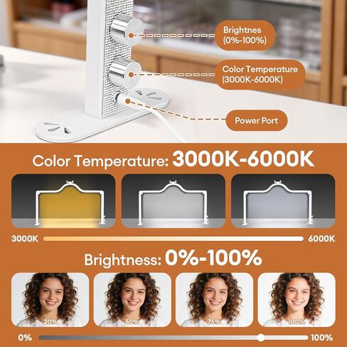 مصباح مكتب مسمار نصف قمر كاذب ، 420 حبات LED ، سطوع قابل للتعديل (0 ٪ -100 ٪) ودرجة حرارة اللون (3000K-6000K) ، قابلة للطي ومحمولة لفن الأظافر ، امتدادات الرموش ، الصياغة in Kuwait
