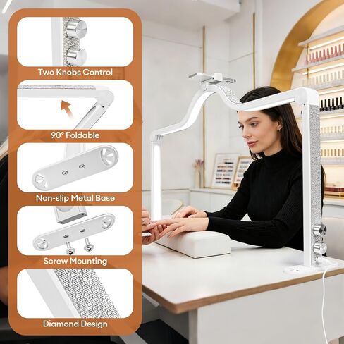 مصباح مكتب مسمار نصف قمر كاذب ، 420 حبات LED ، سطوع قابل للتعديل (0 ٪ -100 ٪) ودرجة حرارة اللون (3000K-6000K) ، قابلة للطي ومحمولة لفن الأظافر ، امتدادات الرموش ، الصياغة in Kuwait