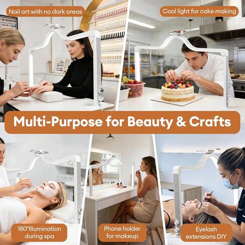 مصباح مكتب مسمار نصف قمر كاذب ، 420 حبات LED ، سطوع قابل للتعديل (0 ٪ -100 ٪) ودرجة حرارة اللون (3000K-6000K) ، قابلة للطي ومحمولة لفن الأظافر ، امتدادات الرموش ، الصياغة in Kuwait