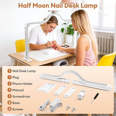 مصباح مكتب مسمار نصف قمر كاذب ، 420 حبات LED ، سطوع قابل للتعديل (0 ٪ -100 ٪) ودرجة حرارة اللون (3000K-6000K) ، قابلة للطي ومحمولة لفن الأظافر ، امتدادات الرموش ، الصياغة in Kuwait