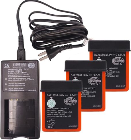 3-Pieces 3.6V 2100mAh BA223030 Ni-Mh Rechargeable Battery with 120V AC Charger D-74564 for HBC Crane Remote Control Pump Truck (3*Battery + 1*Charger) in Saudi Arabia