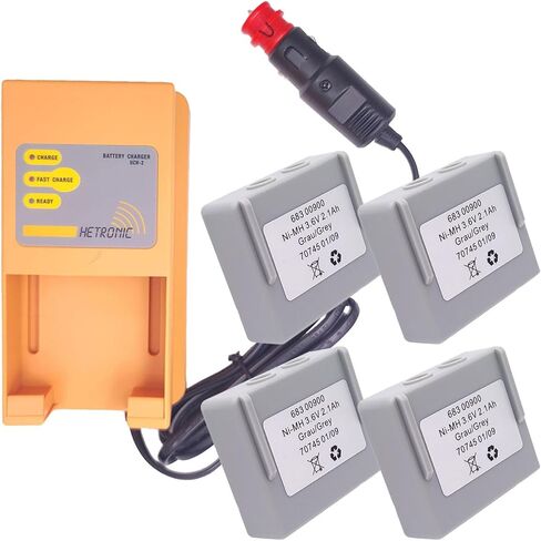 (4 * بطارية + 1 * شاحن) مدخل شاحن بطارية UCH-2 10-30VDC مخرج 300/780m لبطارية Hetronic 3.6V 68300900 مع بطارية 68300900 (شاحن سيارة) in Saudi Arabia