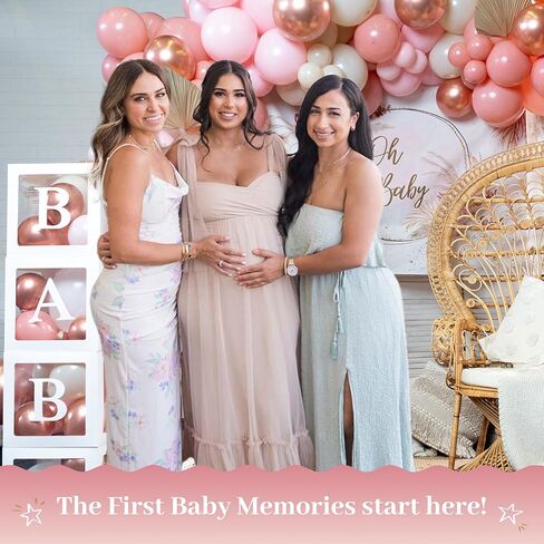 Vidal Crafts 136 PCs Boho Pink Baby Shower Decorations for Girl - Girl Baby Shower Decorations Set with Oh Baby Sign for Backdrop, Balloon Garland & BABY Balloon Boxes for an Unforgettable Celebration in Saudi Arabia