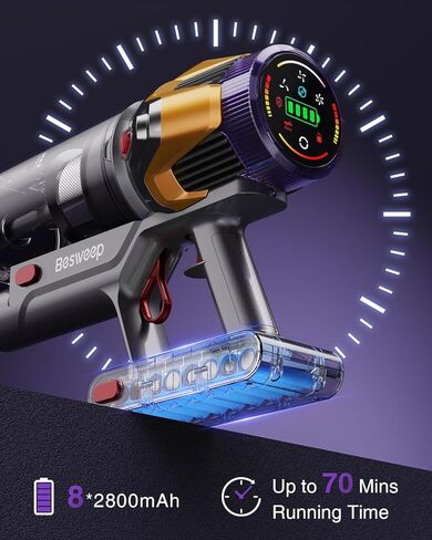 Cordless Vacuum Cleaner 55Kpa/650W/70Mins,1.8L Self Standing Stick Vacuum,Upgraded Vacuum Cordless with Hurricane Mode,Touch Screen,Anti-Tangle Wireless Vacuum,Vacuum Cleaners for Home/Pet Hair/Carpet in Saudi Arabia
