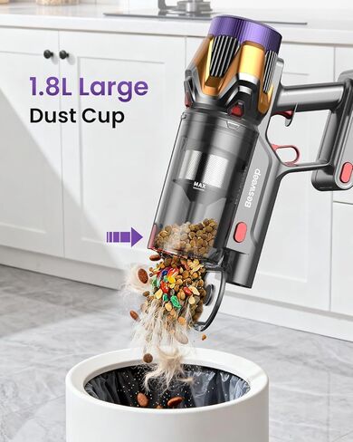 Cordless Vacuum Cleaner 55Kpa/650W/70Mins,1.8L Self Standing Stick Vacuum,Upgraded Vacuum Cordless with Hurricane Mode,Touch Screen,Anti-Tangle Wireless Vacuum,Vacuum Cleaners for Home/Pet Hair/Carpet in Saudi Arabia