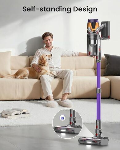 Cordless Vacuum Cleaner 55Kpa/650W/70Mins,1.8L Self Standing Stick Vacuum,Upgraded Vacuum Cordless with Hurricane Mode,Touch Screen,Anti-Tangle Wireless Vacuum,Vacuum Cleaners for Home/Pet Hair/Carpet in Saudi Arabia