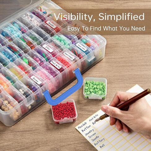 مربع منظم حبة ، 60 ٪ من صناديق تخزين حبة صغيرة مع غطاء مفصلي ، علبة حرفية كبيرة مع مقبض ، حاويات بلاستيكية صافية صافية لمجوهرات لوازم الطين حبات الطين بذور الأجزاء الصغيرة in Kuwait