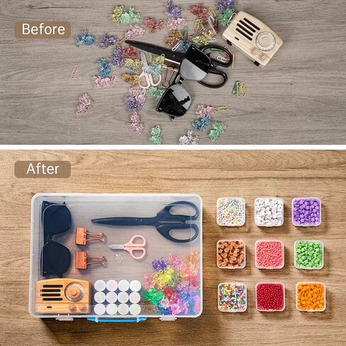 مربع منظم حبة ، 60 ٪ من صناديق تخزين حبة صغيرة مع غطاء مفصلي ، علبة حرفية كبيرة مع مقبض ، حاويات بلاستيكية صافية صافية لمجوهرات لوازم الطين حبات الطين بذور الأجزاء الصغيرة in Kuwait