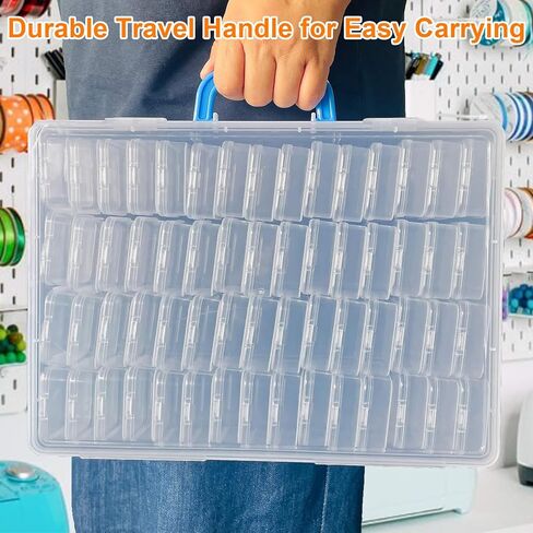 مربع منظم حبة ، 60 ٪ من صناديق تخزين حبة صغيرة مع غطاء مفصلي ، علبة حرفية كبيرة مع مقبض ، حاويات بلاستيكية صافية صافية لمجوهرات لوازم الطين حبات الطين بذور الأجزاء الصغيرة in Kuwait